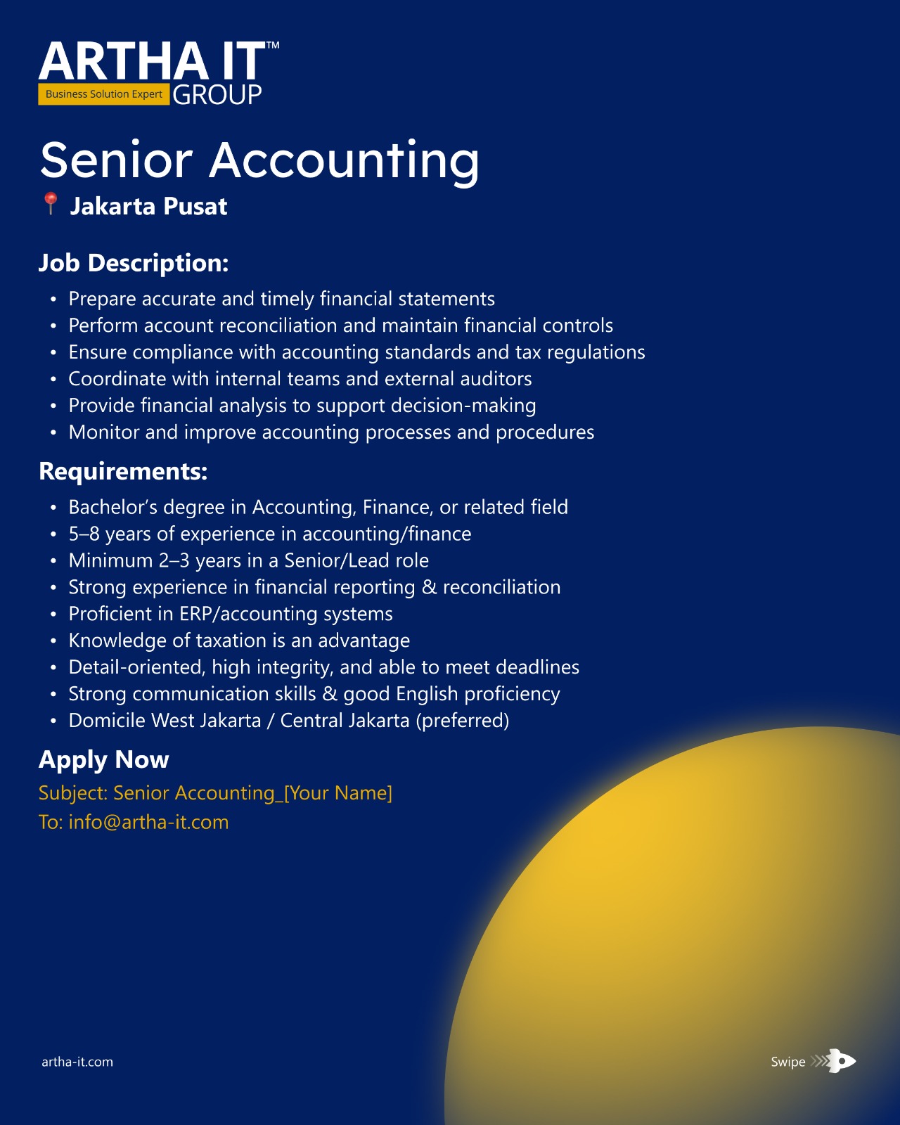 Senior Accounting - ARTHA INFOTAMA