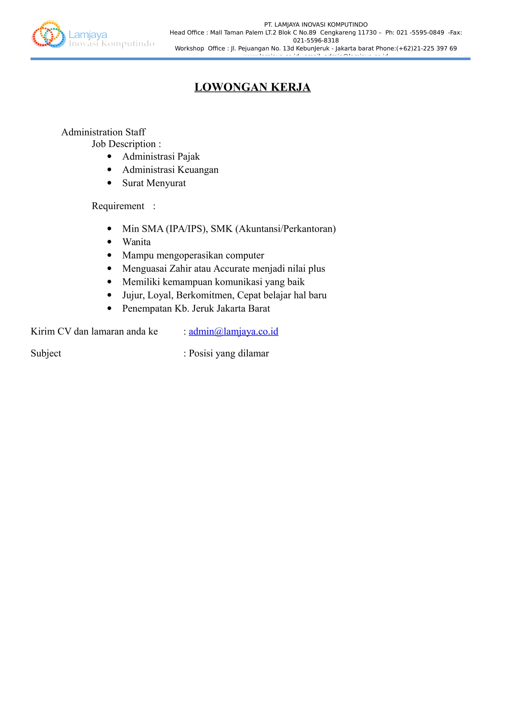 Administrator Staff