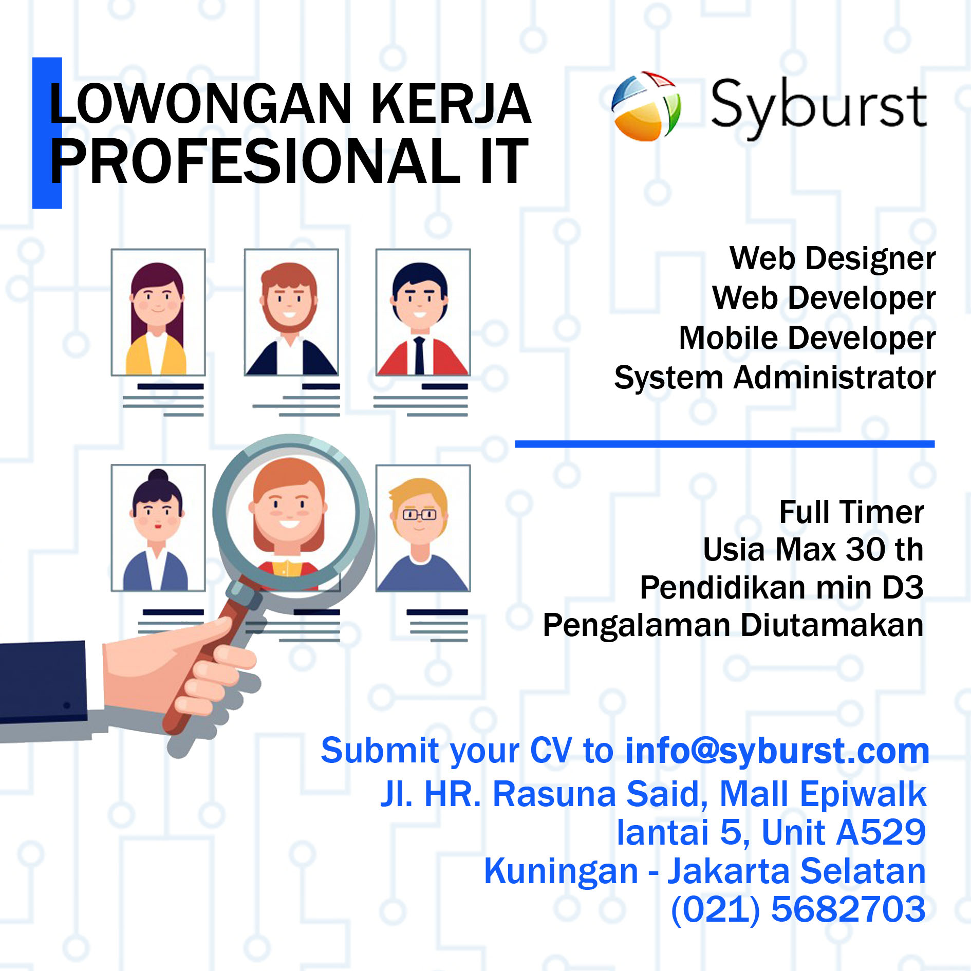Mobile Developer, Web Developer, Web Designer, System Admin