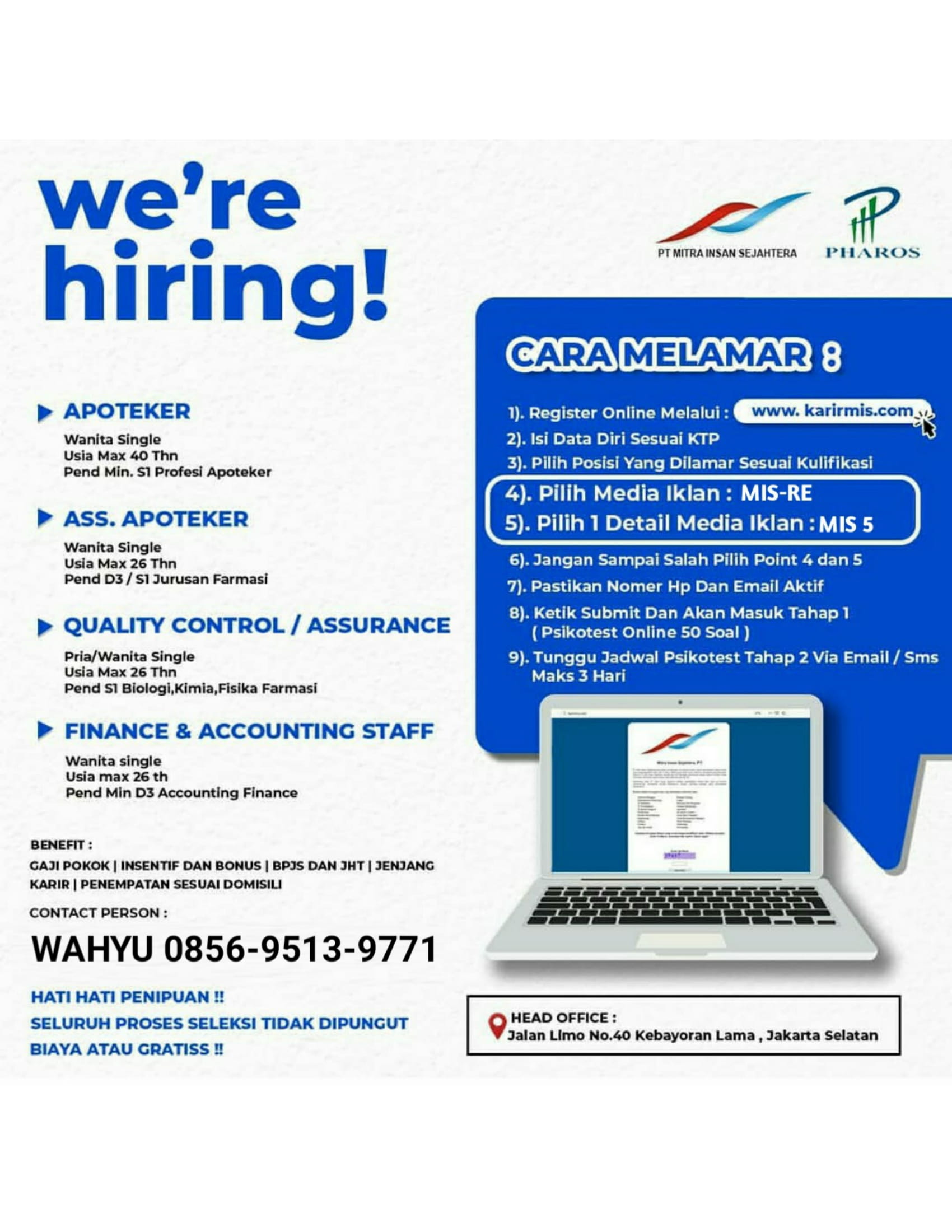 Apoteker, Ass. Apoteker, Quality Control, Finance & Accounting Staff