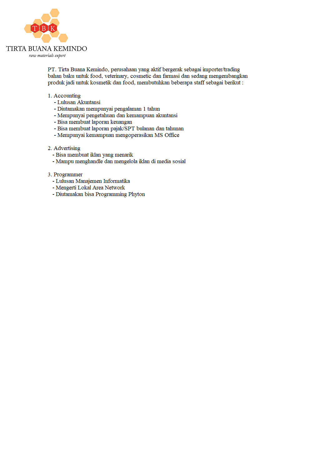 Accounting, Advertising, Programmer