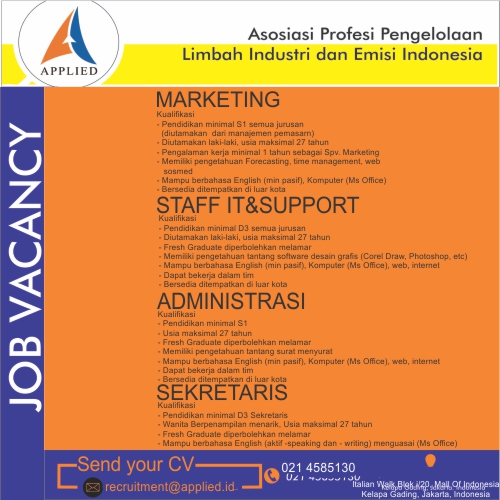 Maarketing, Staff IT&Support, Administrasi, Sekretaris