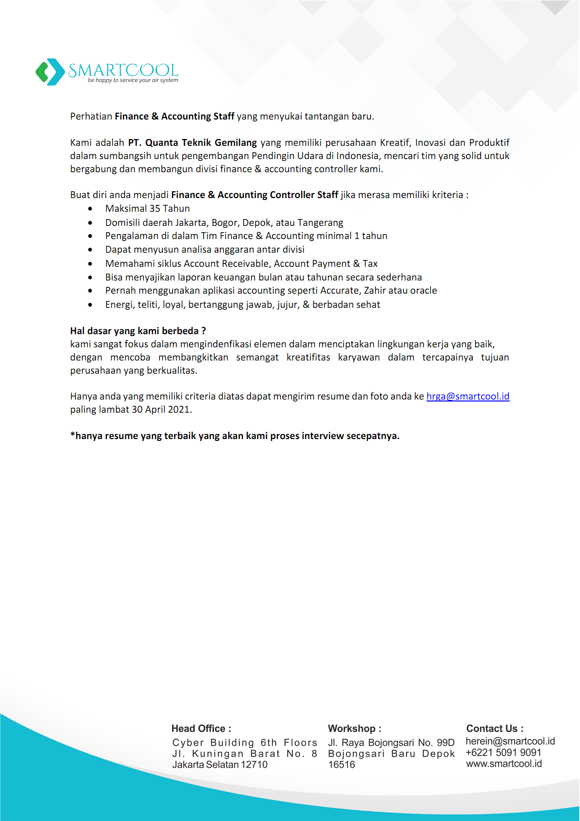 Finance dan Accounting Staff