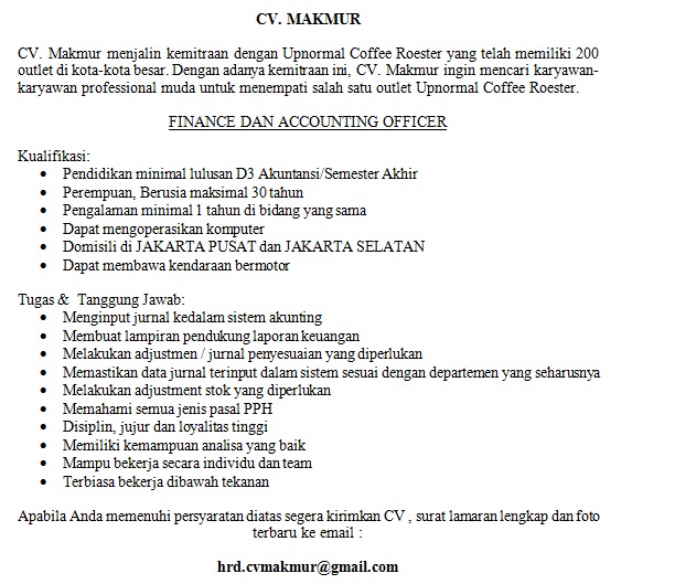 Finance dan Accounting Staff