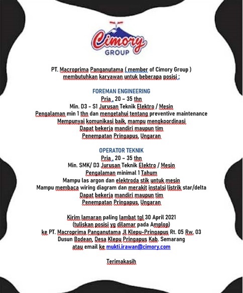 Foreman Engineering & Operator Teknik