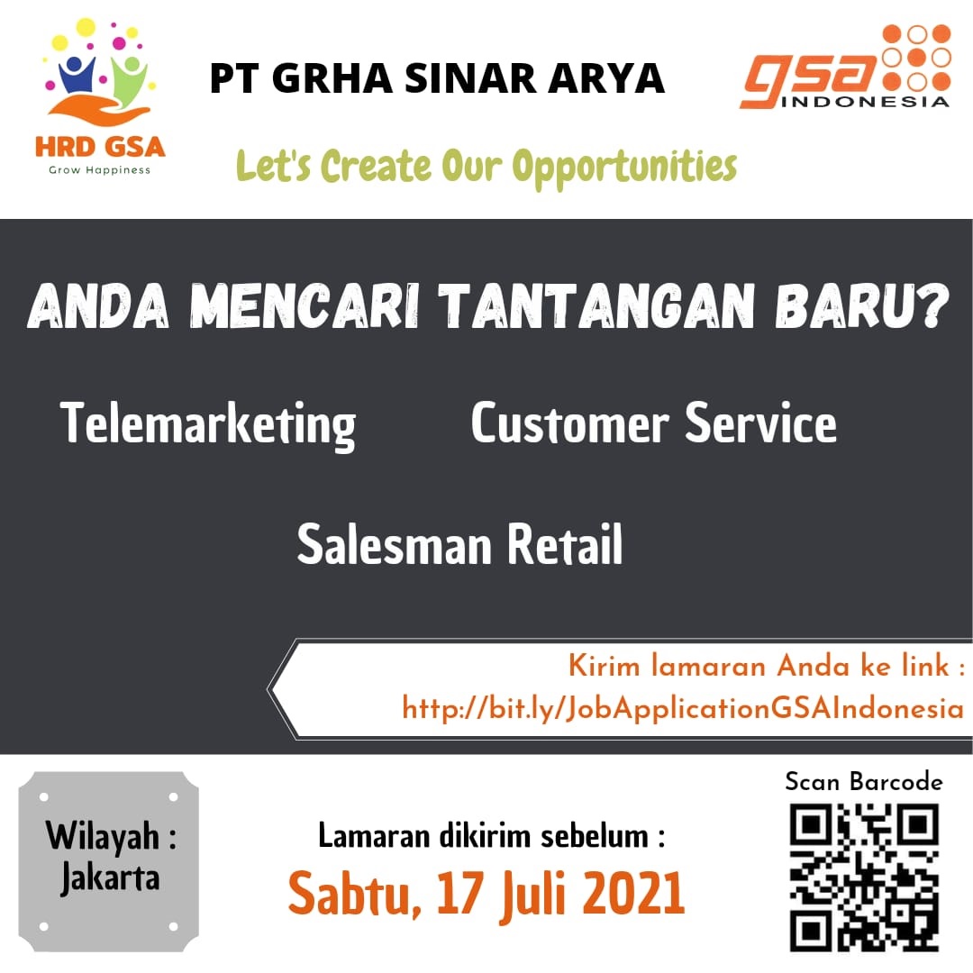 Telemarketing, Salesman Retail, Customer Service