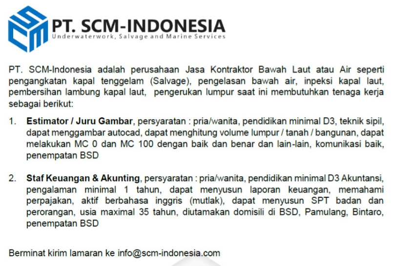 Estimator & Staf Keuangan