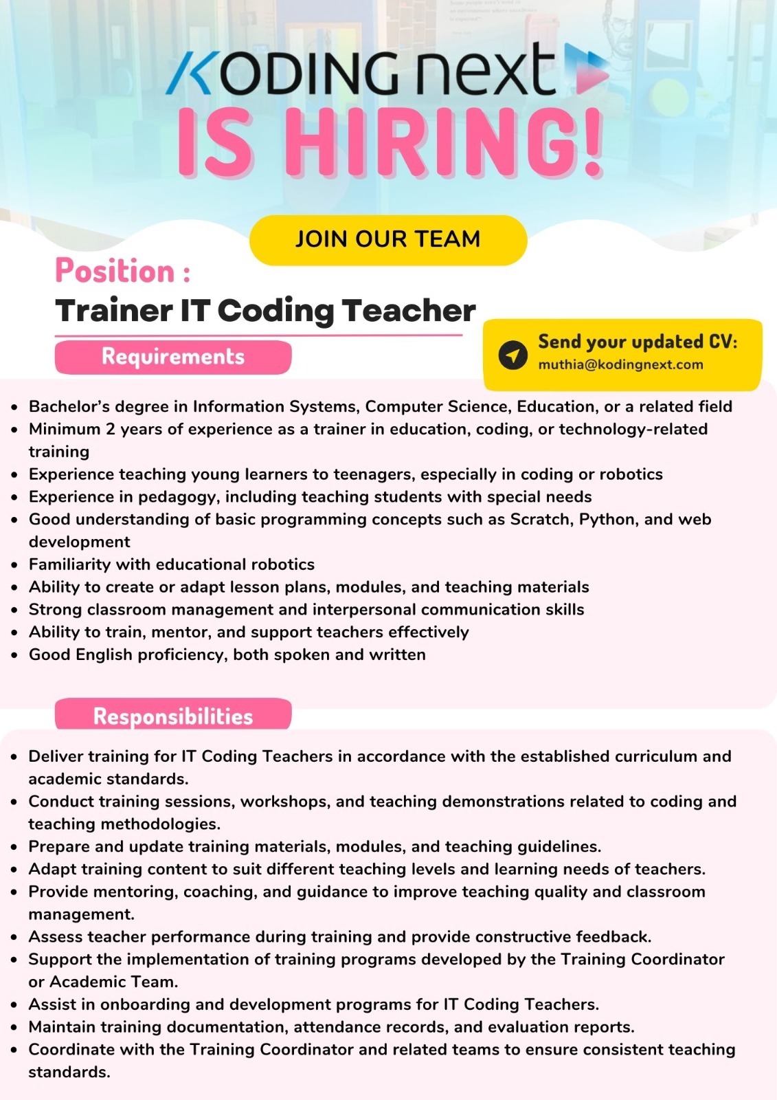 Trainer IT Coding Teacher