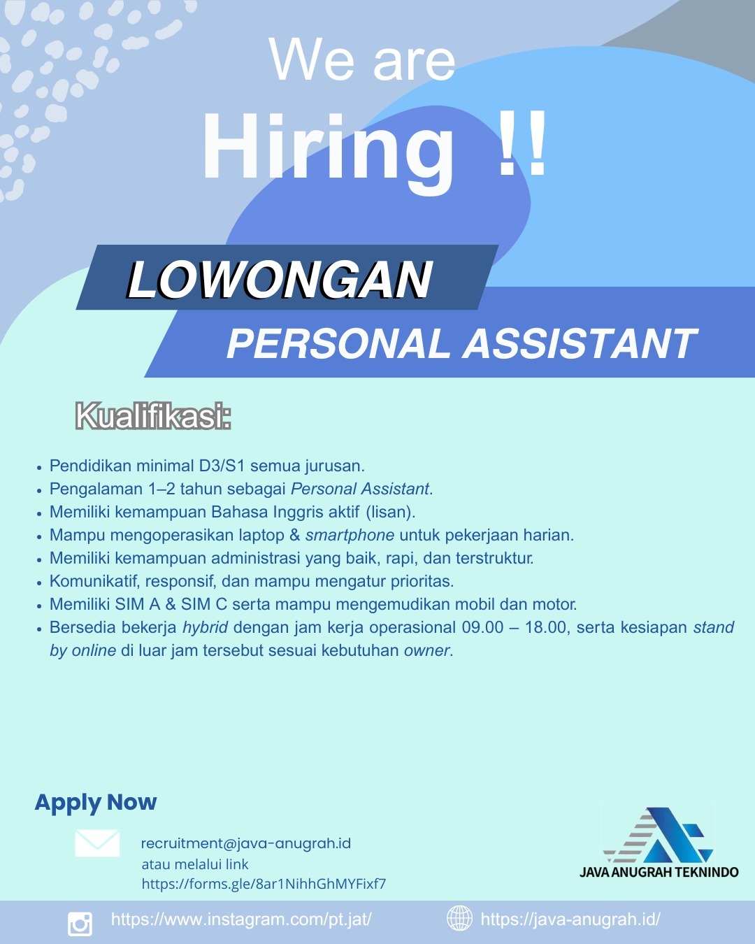 Personal Assistant - Java Anugrah Teknindo