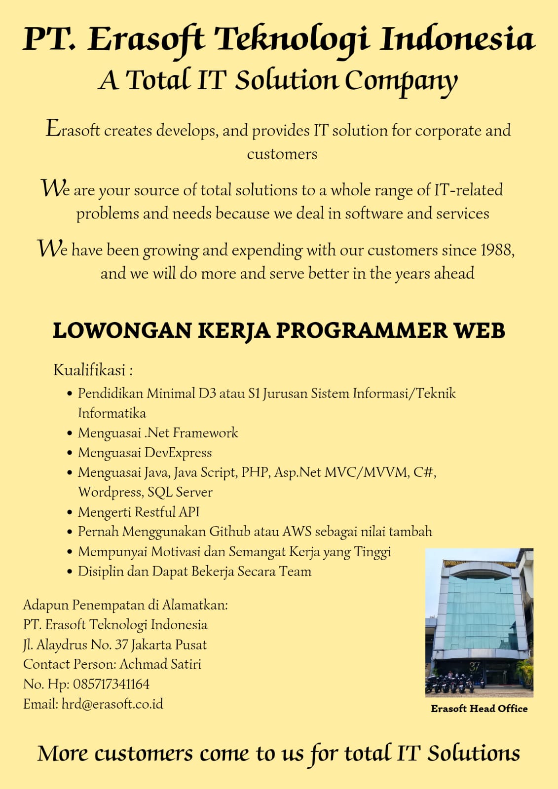 Web Programmer - Erasoft Teknologi Indonesia