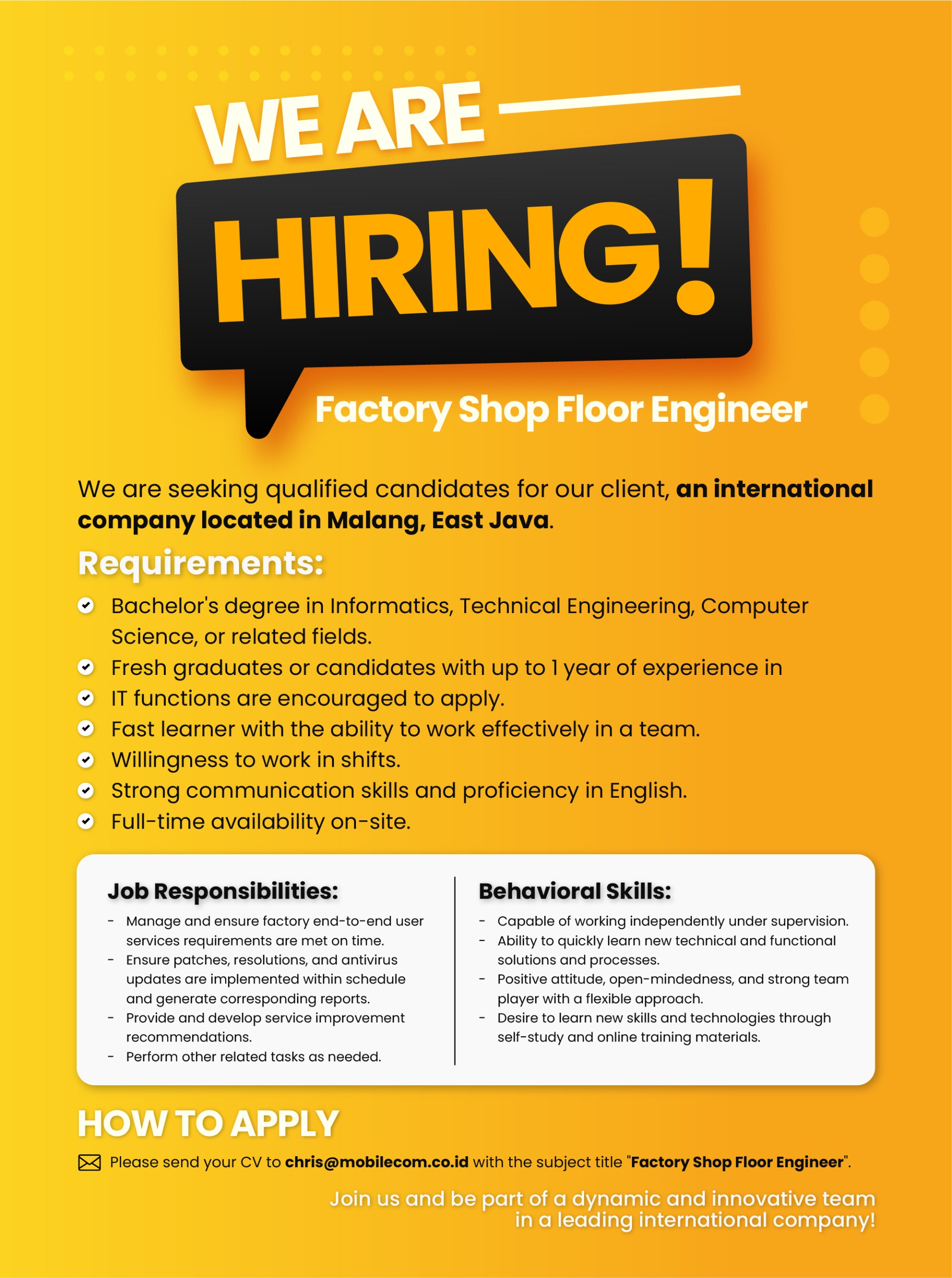 Factory Shop Floor Eng.