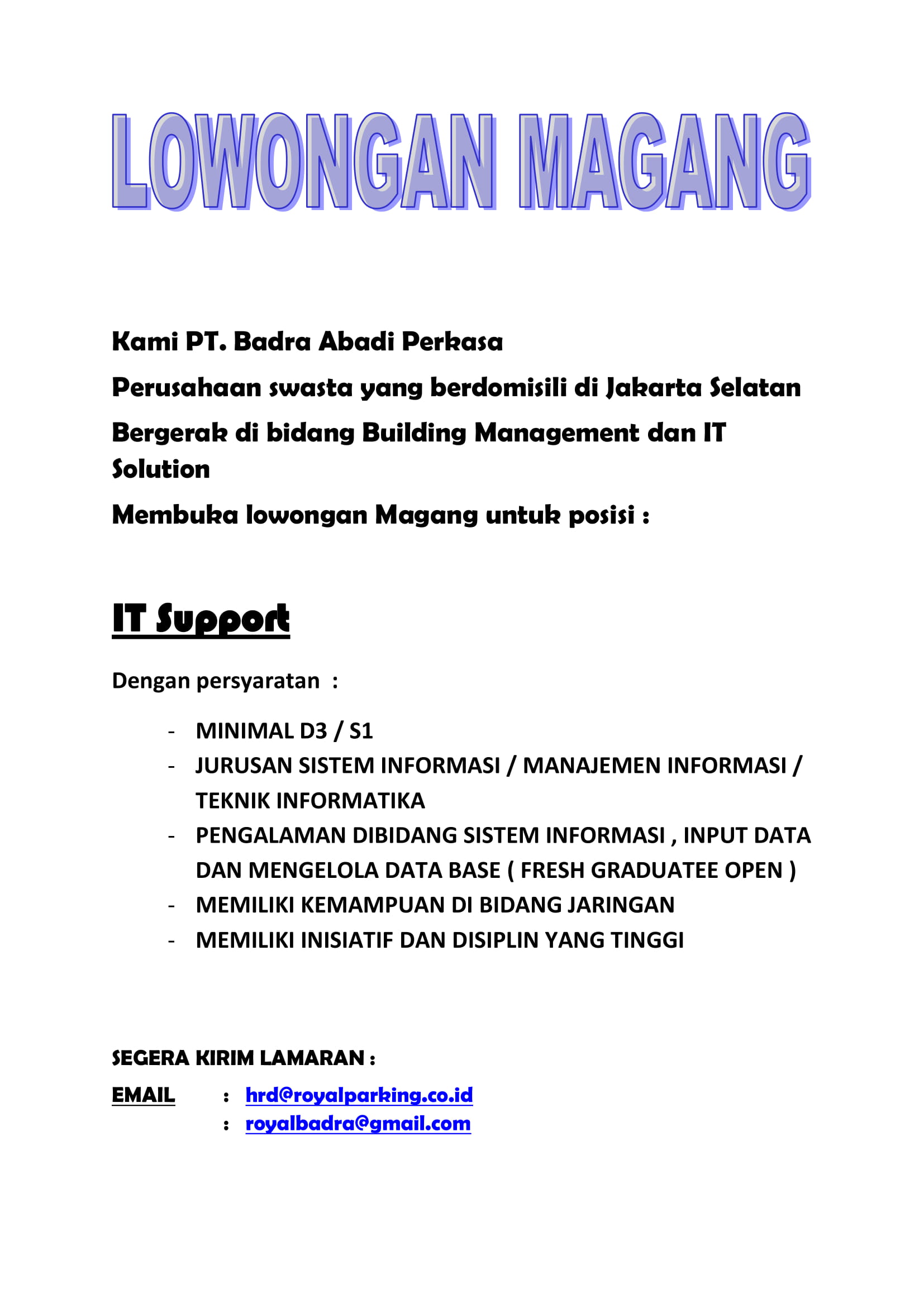 Poster Magang
