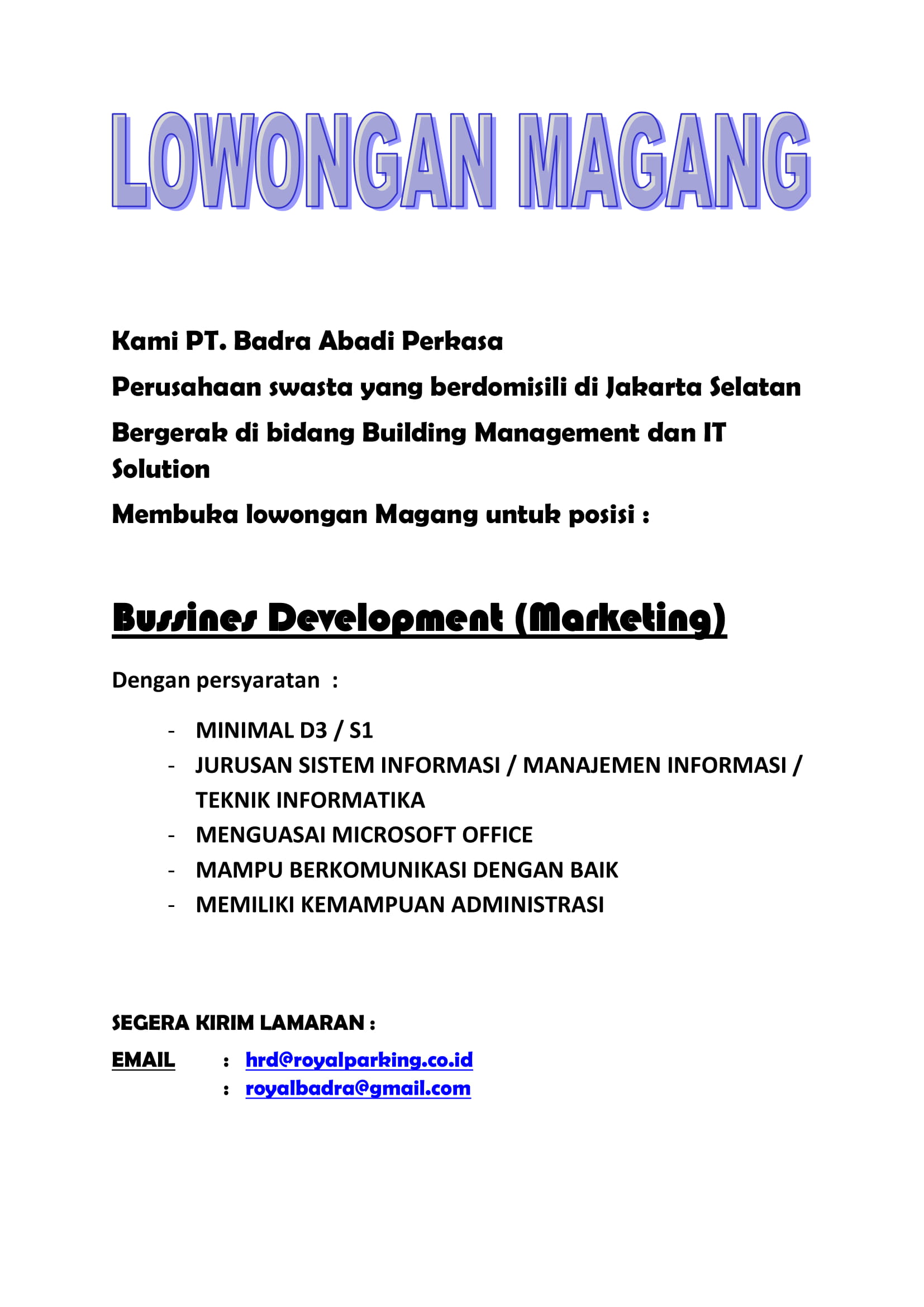 Poster Magang